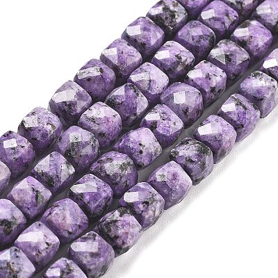 Dyed Natural Sesame Jasper Imitation Charoite Beads Strands G-C179-B01-01-1