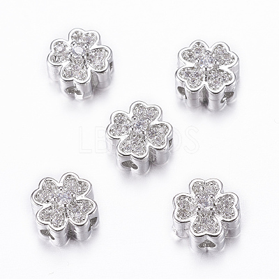 Rack Plating Brass Micro Pave Cubic Zirconia Beads X-ZIRC-A006-04P-02-1