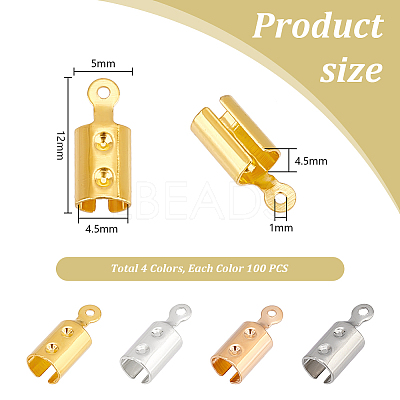 400Pcs 4 Colors Iron Folding Crimp Ends IFIN-PH0002-27-1