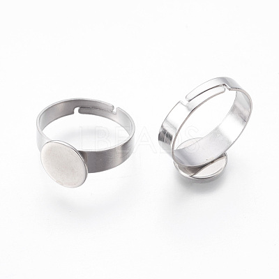 Tarnish Resistant Adjustable 304 Stainless Steel Finger Rings Components X-STAS-F149-21P-A-1