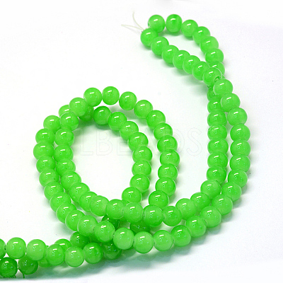 Baking Paint Imitation Jade Glass Round Bead Strands X-DGLA-Q021-4mm-09-1