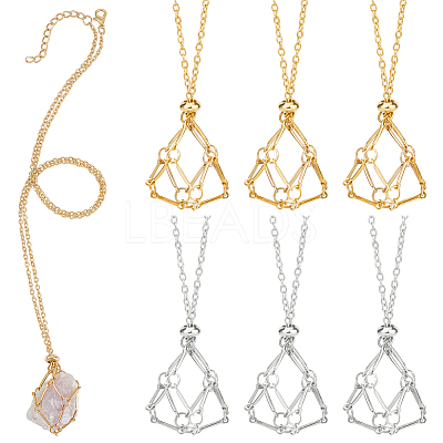 6Pcs 2 Colors Iron Cable Chain Empty Macrame Pouch Pendant Slider Necklace Making NJEW-NB0001-32-1