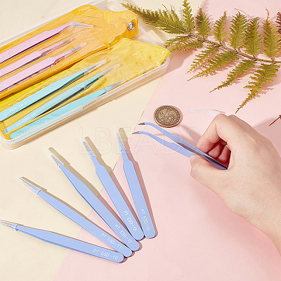 3Sets 3 Colors Stainless Steel Beading Tweezers Sets TOOL-DC0001-01-1