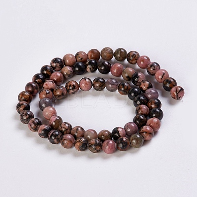 Natural Rhodonite Beads Strands G-K254-04-6mm-1