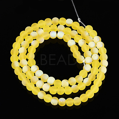 Frosted Transparent Glass Beads Strands GLAA-T032-T4mm-MBB11-1