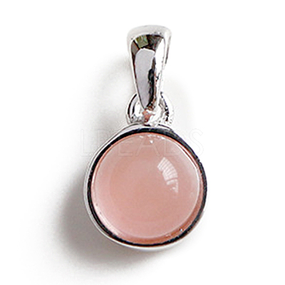 Cherry Quartz Glass Half Round Charms G-NH0001-12A-1