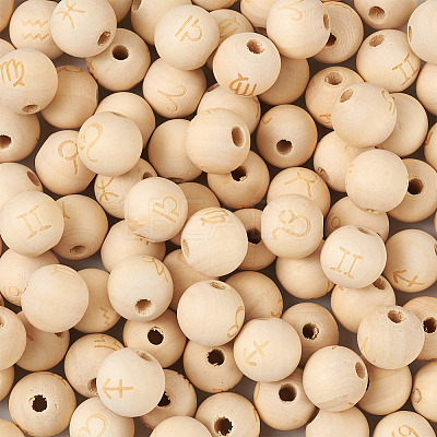 120Pcs 12 Styles Unfinished Natural Wood European Beads WOOD-CD0001-09-1