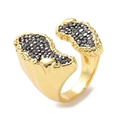 Long-Lasting Plated Micro Pave Rhinestone Open Cuff Rings RJEW-K286-01G-1