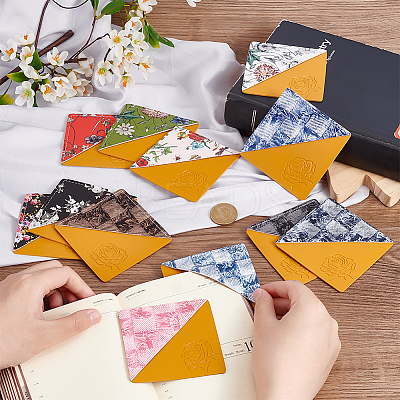 12Pcs 12 Style Printed Imitation Leather Page Corners AJEW-GO0001-11-1