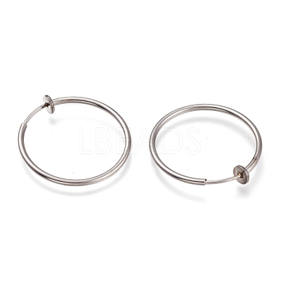Tarnish Resistant 304 Stainless Steel Retractable Clip-on Hoop Earrings X-STAS-O135-01G-1