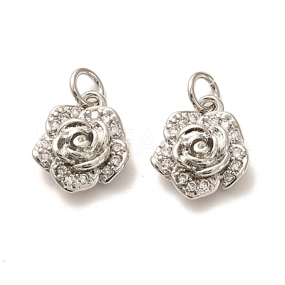 Brass Micro Pave Clear Cubic Zirconia Pendants ZIRC-P086-22P-1