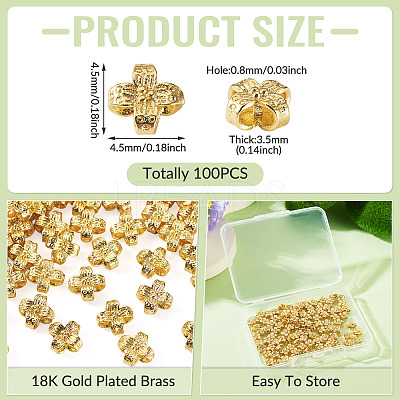 100Pcs Brass Beads KK-TA0008-91-1