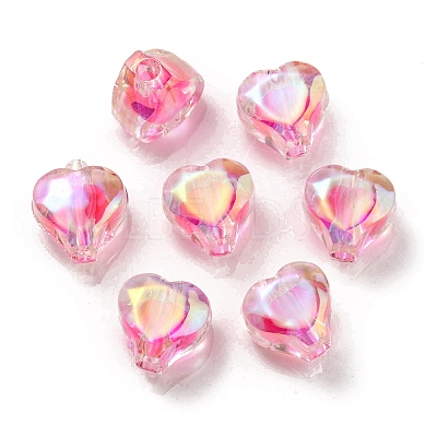 UV Plating Rainbow Iridescent Acrylic Beads OACR-F004-05D-1