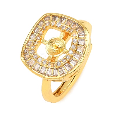 Brass Micro Pave Cubic Zirconia Adjustable Ring Components KK-CBAC351-03G-1
