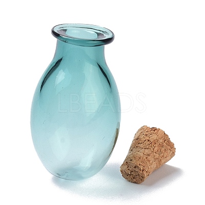 Oval Glass Cork Bottles Ornament AJEW-O032-03G-1