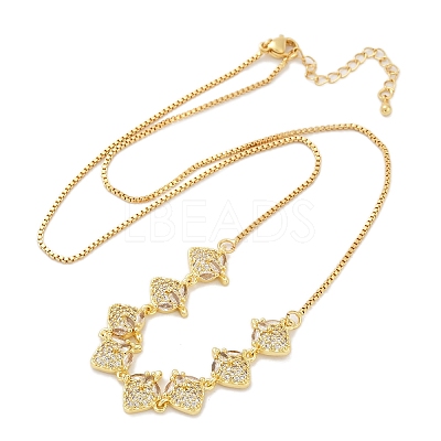 Brass Micro Pave Clear Cubic Zirconia Fruit Bib Necklaces NJEW-F342-01A-G-1