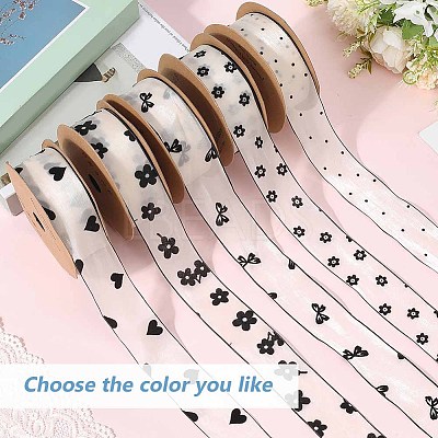 1Roll Printed Polyester Chiffon Ribbons OCOR-CY0002-35B-1