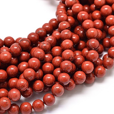 Grade A Natural Red Jasper Bead Strands G-P075-36-10mm-1