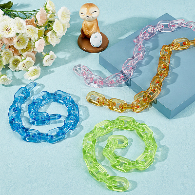 4Pcs 4 Colors Acrylic Cross Chains FIND-WR0002-27A-1