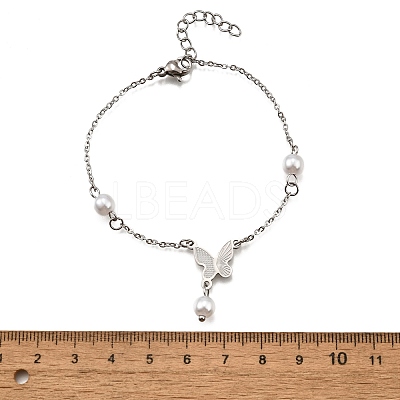 304 Stainless Steel Butterfly Link Bracelets BJEW-C098-01A-P-1