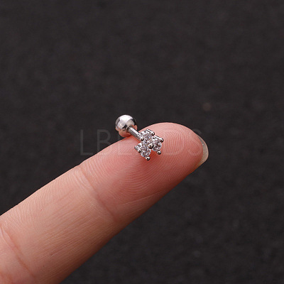 316L Surgical Stainless Steel Micro Pave Clear Cubic Zirconia Clover Cartilage Earrings WG9CD6D-41-1