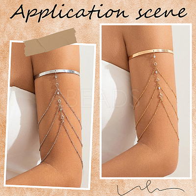 2Pcs 2 Colors Iron and Brass Upper Arm Bangles BJEW-CY0001-11B-1