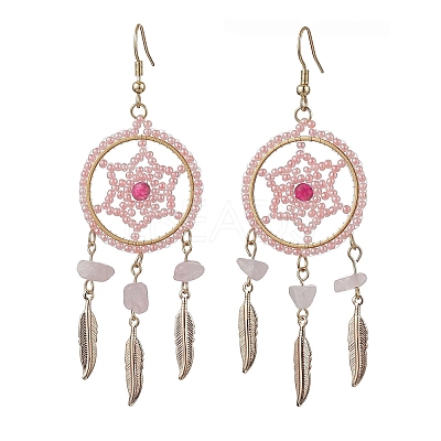 304 Stainless Steel with Glass Dangle with Natural Agate Stud Earring EJEW-MZ00185-01-1