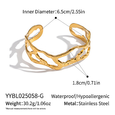 Hollow Out 304 Stainless Steel Cuff Bangles for Women LS-AP7431-1-1