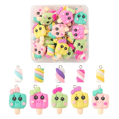 40Pcs 10 Style Handmade Polymer Clay Charms CLAY-LS0001-13-1