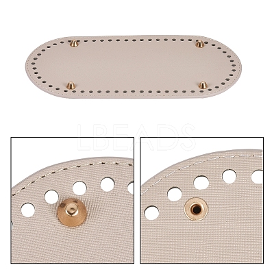 PU Leather Oval Long Bottom for Knitting Bag FIND-WH0032-01C-1