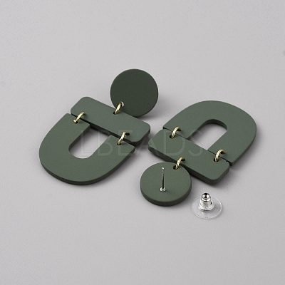 Acrylic Geometry Dangle Stud Earrings for Women EJEW-WH0013-65D-1