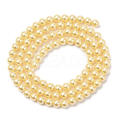 Electroplated Shell Pearl Beads Strands BSHE-G041-4mm-01-1