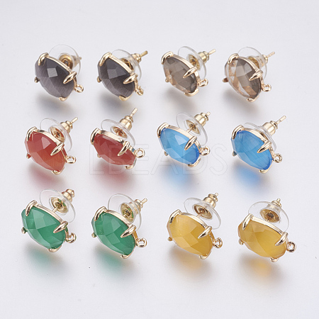 Faceted Glass Stud Earring Findings GLAA-F084-A-1