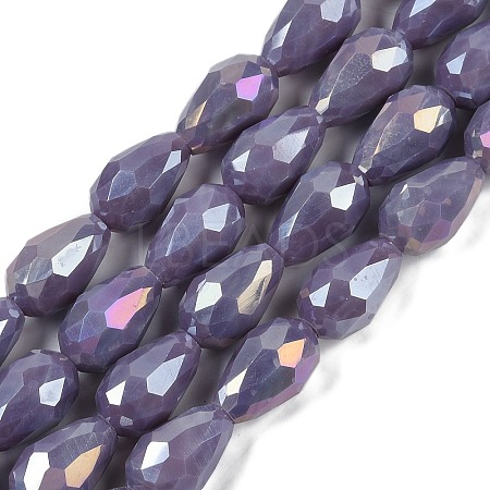 Opaque Solid Color Electroplate Glass Beads Strands EGLA-N013-P4mm-B09-1