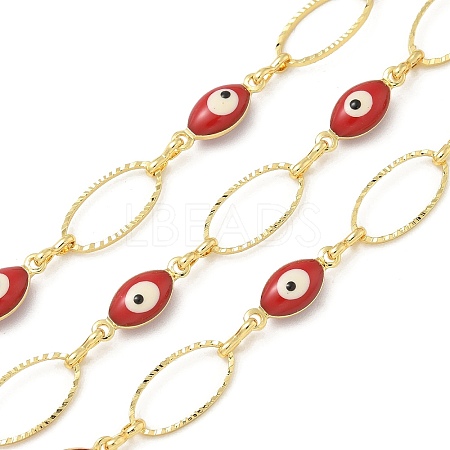 Rack Plating Brass Enamel Link Chains CHC-P012-11G-01-1