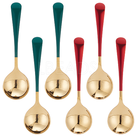 6Pcs 2 Colors 304 Stainless Steel Teaspoon AJEW-GO0001-12-1