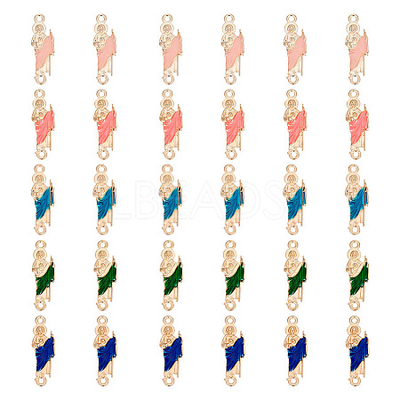30Pcs 5 Colors Religion Alloy Enamel Connector Charms FIND-GO0001-62-1