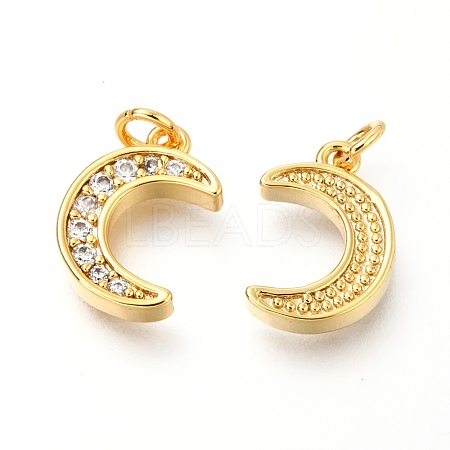 Brass Micro Pave Clear Cubic Zirconia Charms ZIRC-O036-01G-1