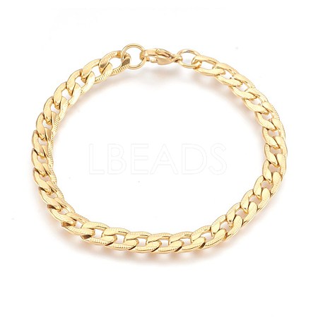 Ion Plating(IP) 304 Stainless Steel Curb Chain Bracelets BJEW-P235-05G-1