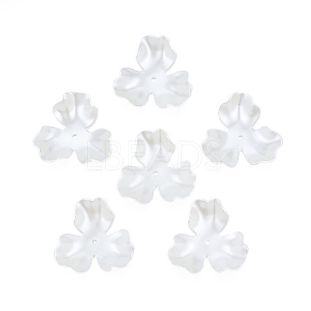 3-Petal ABS Plastic Imitation Pearl Bead Caps OACR-T018-05-1