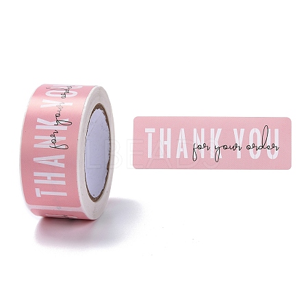 Pink Rectangle Paper Thank You Stickers X1-DIY-C042-07B-1
