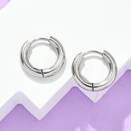 Tarnish Resistant 304 Stainless Steel Huggie Hoop Earrings X-EJEW-F111-16mm-P-1