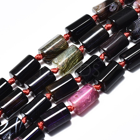 Natural Multi-Color Agate Beads Strands G-S370-068-1