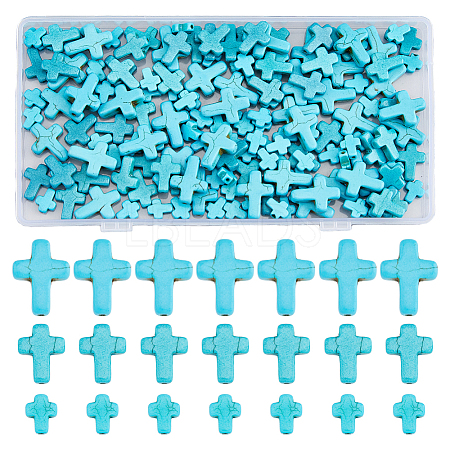 6 Strands 3 Styles Synthetic Turquoise Beads Strands TURQ-DC0001-04C-1