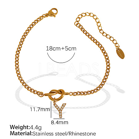 304 Stainless Steel Micro Pave Clear Cubic Zirconia Charm Bracelets WG4D47F-26-1