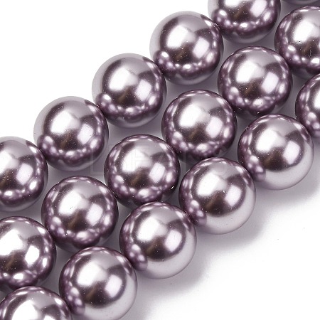 Electroplated Shell Pearl Beads Strands BSHE-G041-14mm-02-1