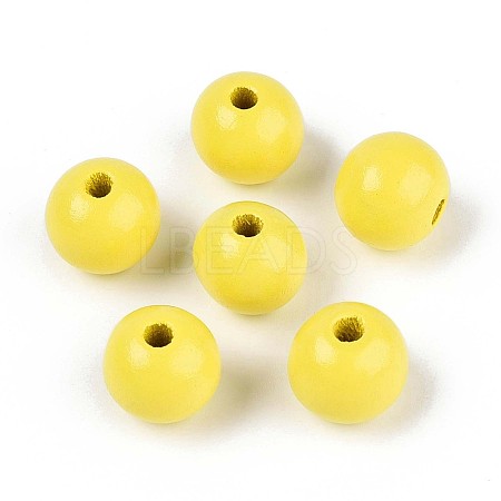 Spray Painted Round Natural Schima Wood Beads WOOD-A018-14mm-04-1