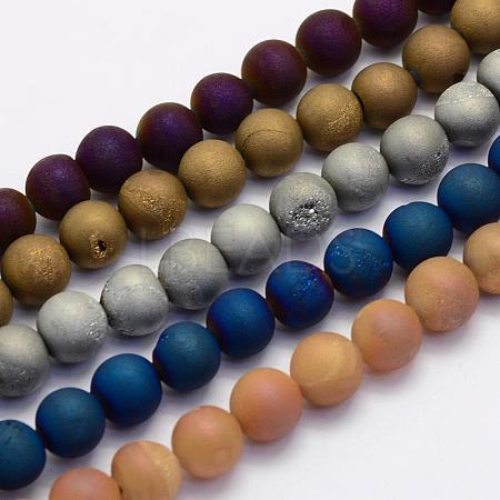 Electroplate Natural Druzy Agate Beads Strands G-G708-10mm-M-1