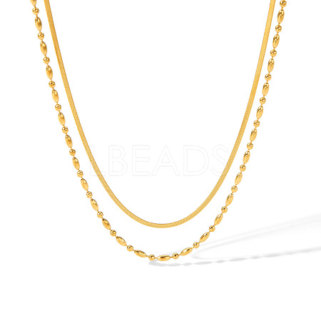 Stainless Steel Double Layer Necklaces for Women PW-WG2F46D-04-1