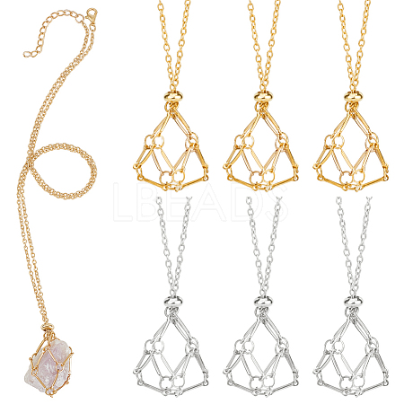 6Pcs 2 Colors Iron Cable Chain Empty Macrame Pouch Pendant Slider Necklace Making NJEW-NB0001-32-1